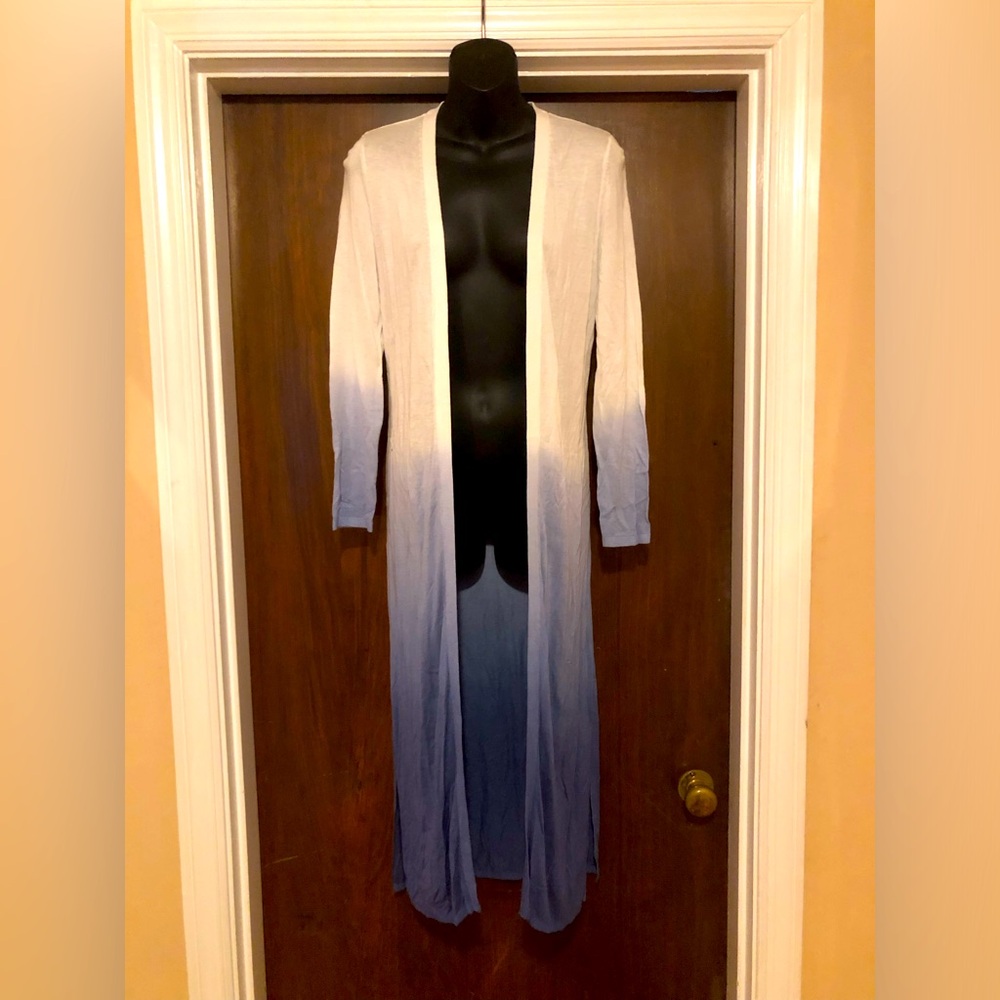 White House Black Market Blue and White Cardigan - Size SP